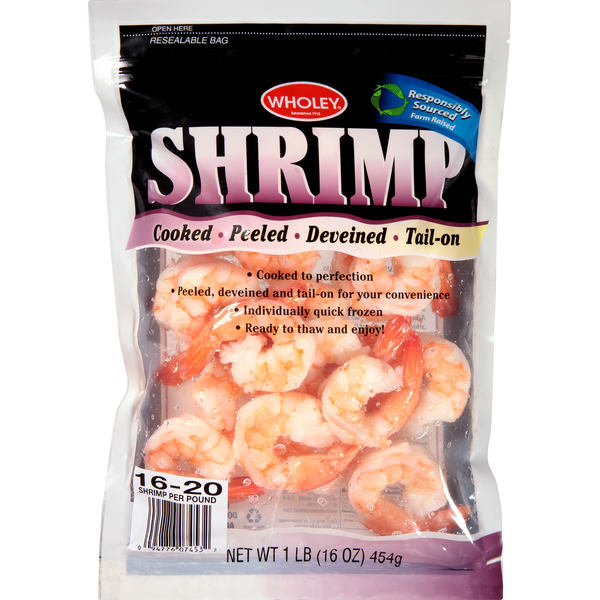 Packaged Seafood Wholey Shrimp, Cooked hero