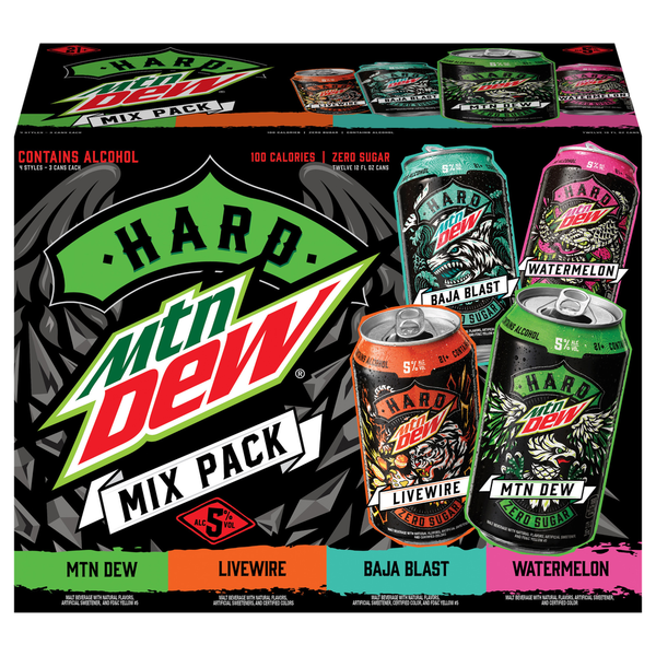 Soft Drinks Mountain Dew Malt Beverage, Zero Sugar, Hard, Mix Pack hero