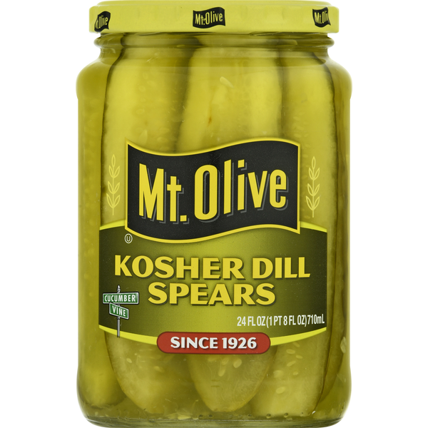 Pickles, Peppers & Olives Mt. Olive Pickles, Kosher Dill, Spears hero