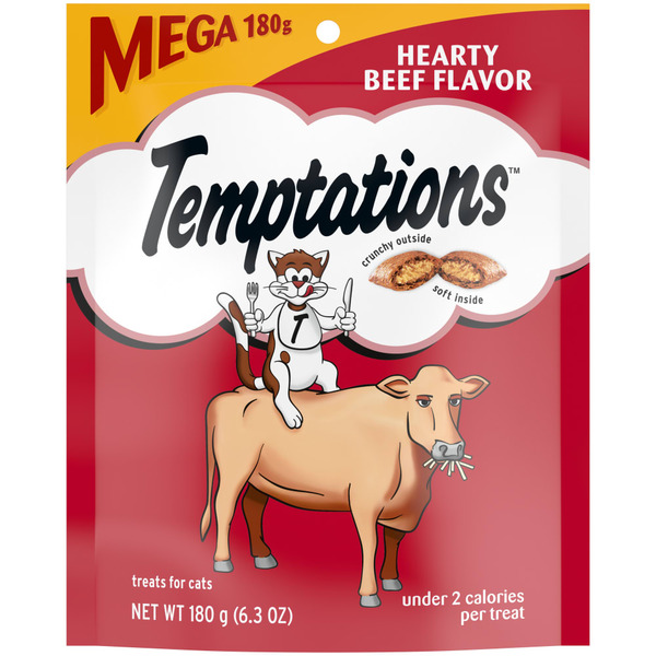 Cat Food & Care TEMPTATIONS Classic Crunchy and Soft Cat Treats, Hearty Beef Flavor hero