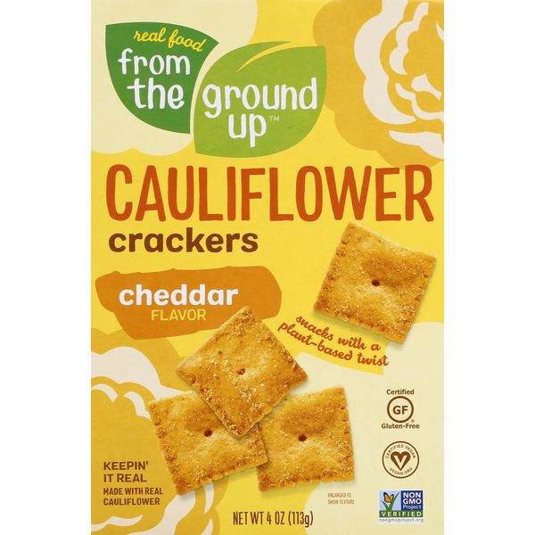 Crackers From the Ground Up Crackers, Cheddar Flavor, Cauliflower hero