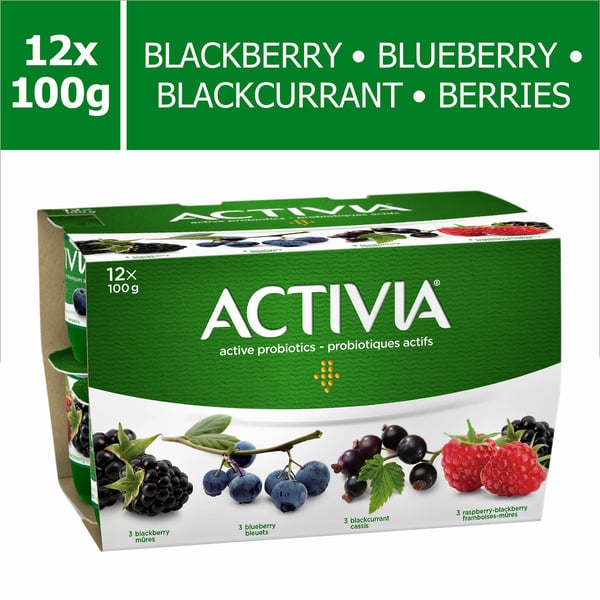 Yogurt Activia Probiotic Yogurt, Blackberry, Blueberry, Blackcurrent, Berries hero