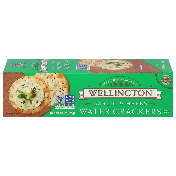 Crackers Wellington Brewery Water Crackers, Garlic & Herbs hero