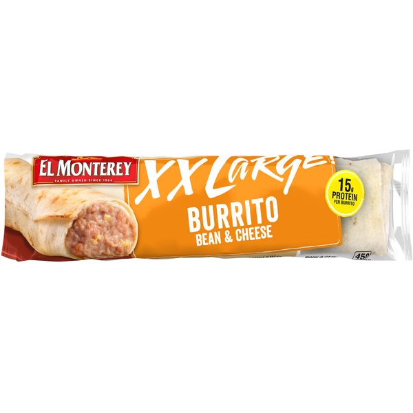 Frozen Foods El Monterey Burrito, Bean & Cheese, XXLarge hero