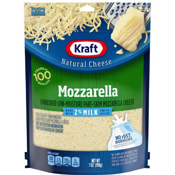 Cheese Kraft Mozzarella Shredded Cheese with 2% Milk, oz Bag hero