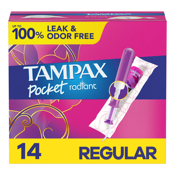 Feminine Care TAMPAX Pocket Radiant Plastic Tampons Regular Absorbency hero