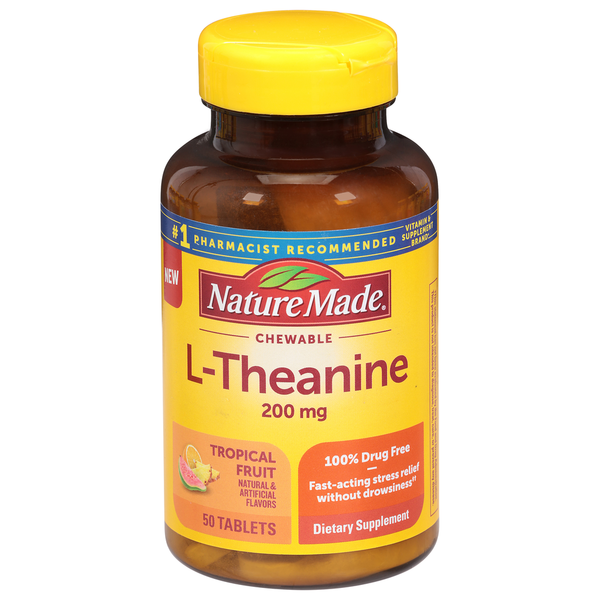 Nature Made L-Theanine, Chewable, 200 mg, Tablets, Tropical Fruit hero