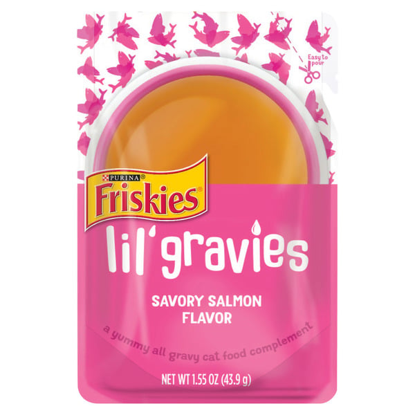 Cat Food & Care Purina Friskies Lil' Gravies Savory Salmon Flavor Cat Food Complement Lickable Cat Treats hero