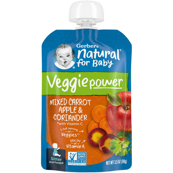 Baby Food & Formula Gerber Natural Veggie Power Mixed Carrot Apple Coriander Baby Food Pouch hero