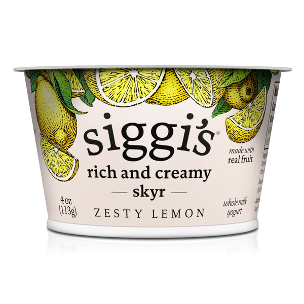 Refrigerated Siggi's Rich and Creamy Whole Milk Skyr Yogurt Zesty Lemon hero