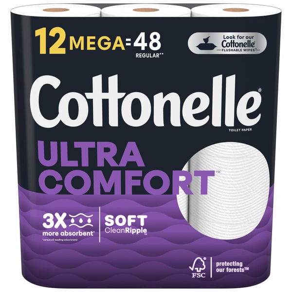 Paper Goods Cottonelle Ultra Comfort Toilet Paper, Strong Toilet Tissue, Mega Rolls hero