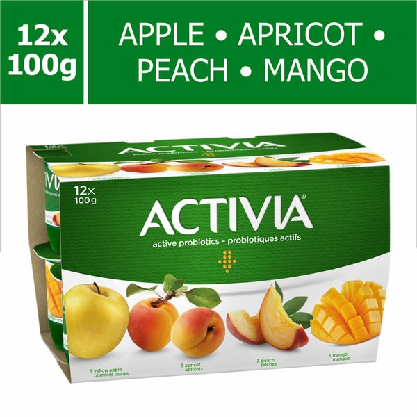 Yogurt Activia Probiotics Yogurt, Yellow Apple,Apricot,Mango,Peach, hero