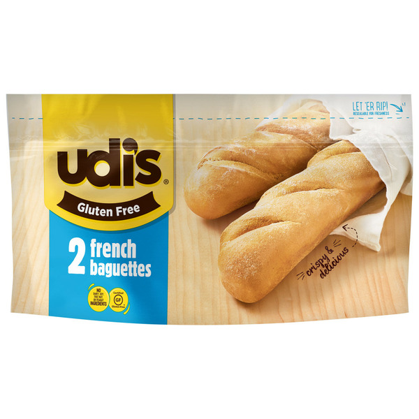 Frozen Breads & Doughs Udi's Gluten Free Frozen Crispy and Delicious French Baguettes hero