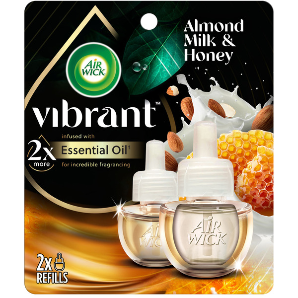 Air Fresheners & Candles Air Wick® Vibrant Plug in Scented Oil Refill, Almond Milk & Honey, Air Freshener hero