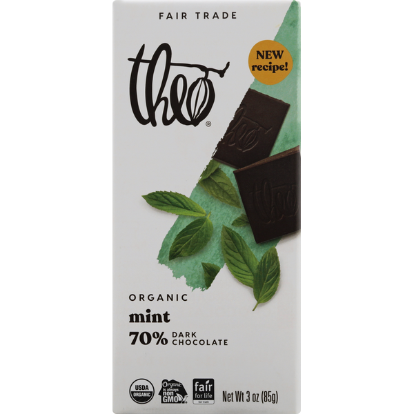 Candy & Chocolate Theo Chocolate Dark Chocolate, Organic, Mint, 70% hero