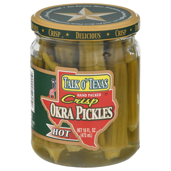 Pickled Goods & Olives Talk O' Texas Pickles, Okra, Crisp, Hot hero