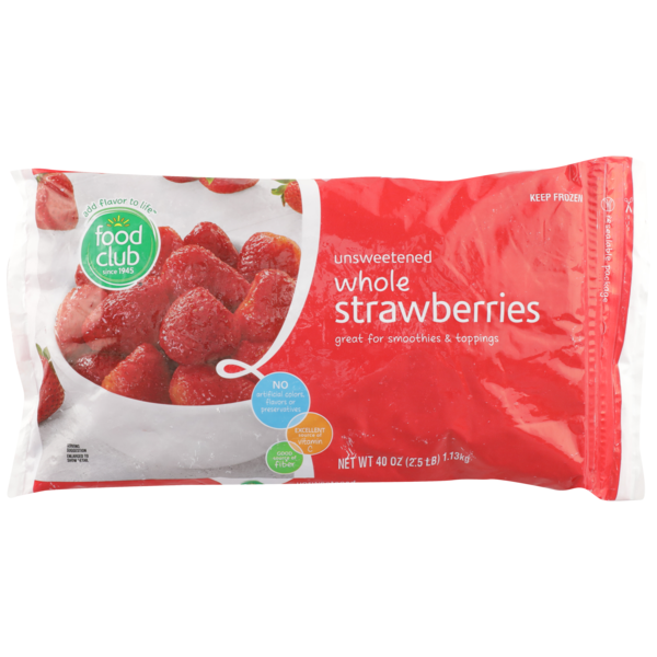 Frozen Produce Food Club Unsweetened Whole Strawberries hero