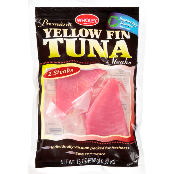 Frozen Meat & Seafood Wholey Yellow Fin Tuna, Premium, Steaks hero