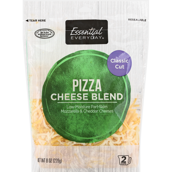 Packaged Cheese Essential Everyday Cheese Blend, Pizza, Classic Cut hero