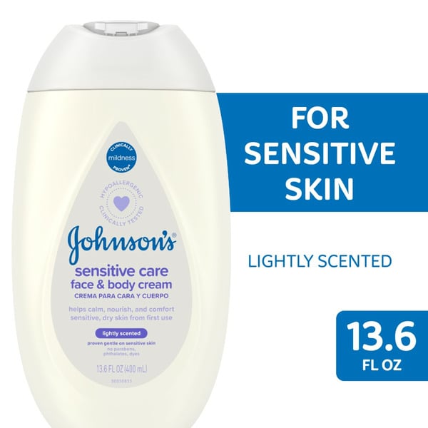 Johnson's Sensitive Care Face & Body Baby Cream, Light Scent hero