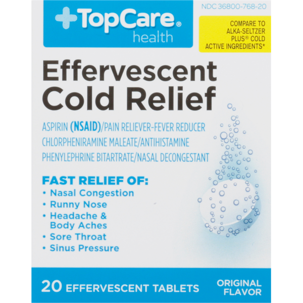 Cold, Flu & Allergy TopCare Effervescent Cold Relief, Original, Tablets hero