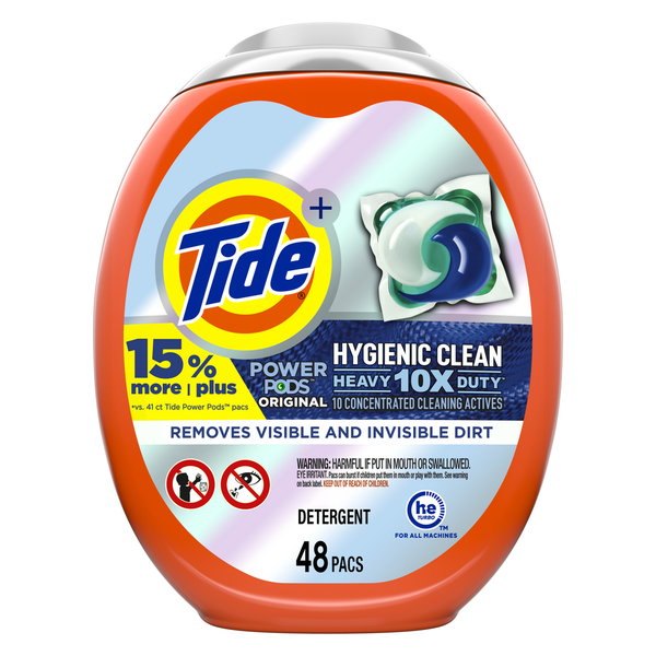 Laundry Tide PODs Hygienic Clean, Laundry Detergent Pacs, Original Scent hero