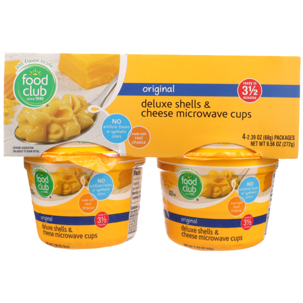 Instant Foods Food Club Original Deluxe Shells & Cheese Microwave Cups hero