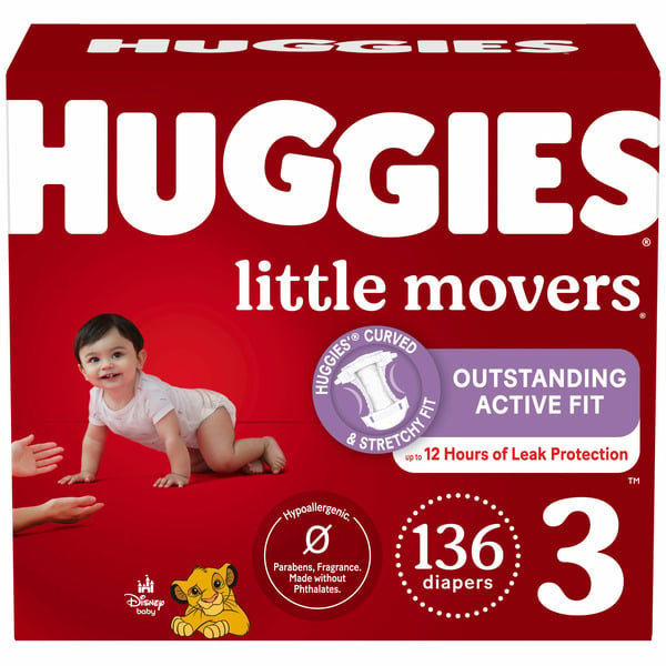 Diapers & Wipes Huggies Little Movers Baby Diapers, Size 3 (16-28 lbs) hero