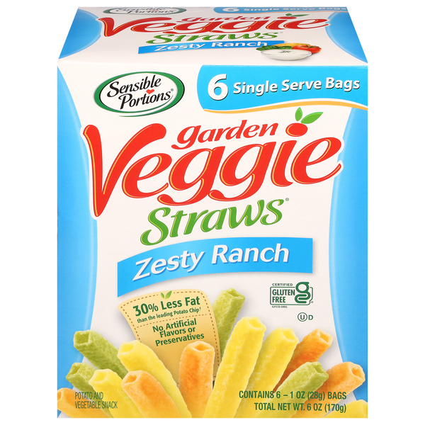 Fruit & Vegetable Snacks Sensible Portions Garden Veggie Straws Zesty Ranch hero