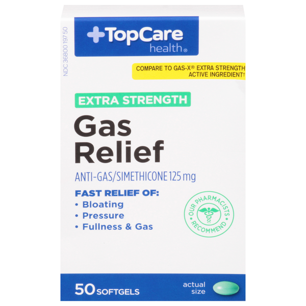 Digestion TopCare Gas Relief, Extra Strength, 125 mg, Softgels hero