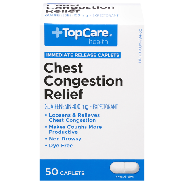 Cold, Flu & Allergy TopCare Chest Congestion Relief, 400 mg, Caplets hero