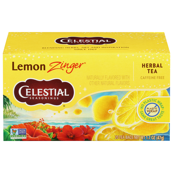 Tea Bags and Mixes Celestial Seasonings Lemon Zinger Caffeine Free Herbal Tea hero