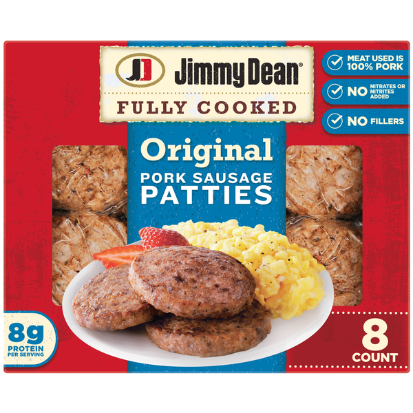 Frozen Breakfast Jimmy Dean Fully Cooked Original Pork Breakfast Sausage Patties, 8 Count hero