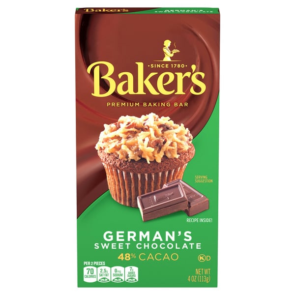 Baking Ingredients Baker's German's Sweet Chocolate Premium Baking Bar with 48% Cacao hero