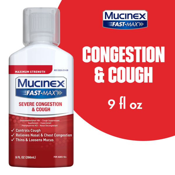 Cough & Cold Medicine Mucinex Fast-Max Severe Congestion and Cough Liquid, Maximum Strength Formula hero