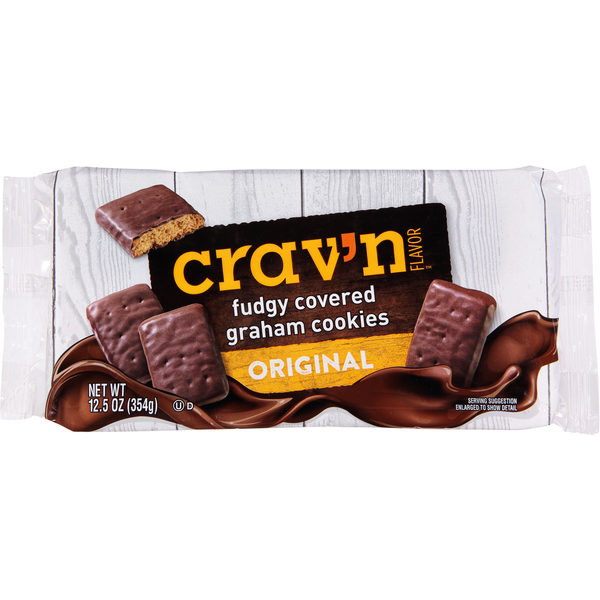 Crackers Crav'n Flavor Graham Cookies, Original, Fudgy Covered hero