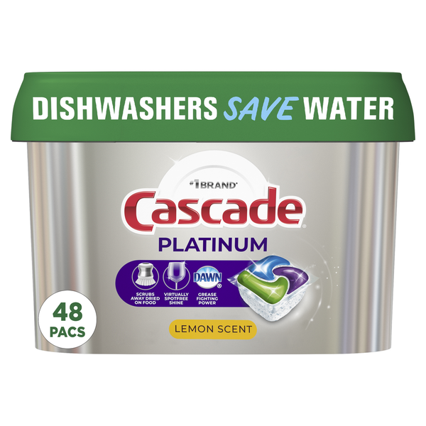 Dish Detergents Cascade Dishwasher Detergent Pods, Lemon hero