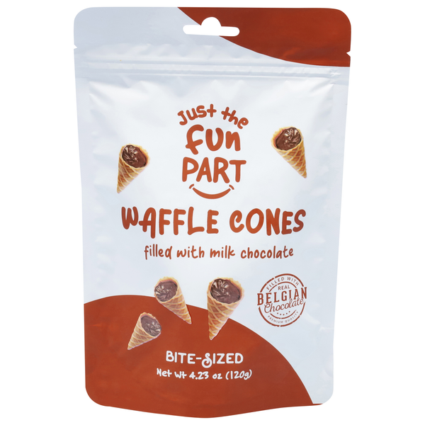 Just the Fun Part Bite-Sized Waffle Cones Filled With Milk Chocolate hero