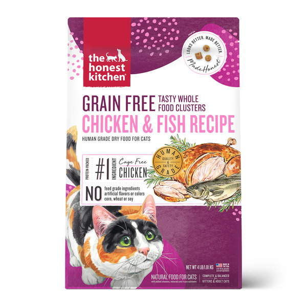 The Honest Kitchen Whole Food Clusters Grain Free Chicken & Fish Dry Cat Food, 4 lb Bag hero