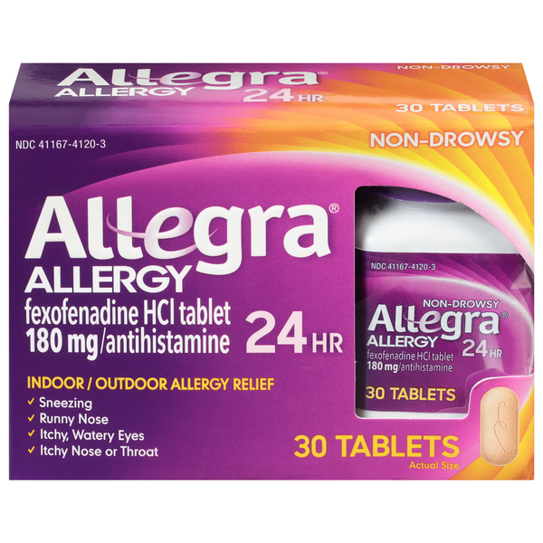 Allergy Allegra Allergy Relief, Non-Drowsy, Indoor/Outdoor, 180 mg, Tablets hero