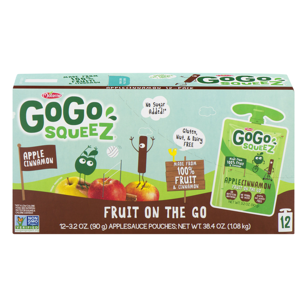 Canned/Pouch Fruit & Applesauce GoGo Squeez Apple Sauce, Apple Cinnamon, 12 Pack hero