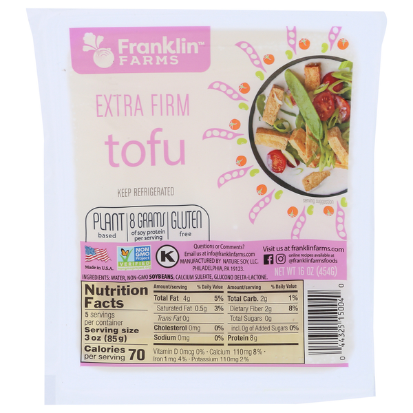 Tofu & Meat Alternatives Franklin's Teleme Tofu, Extra Firm hero