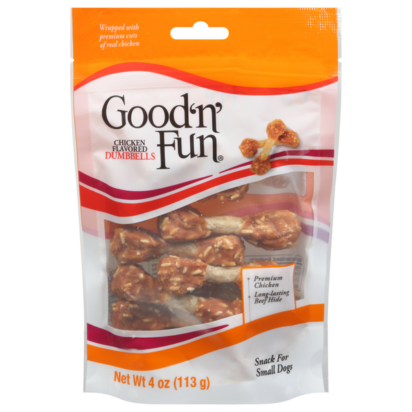 Good 'n' Fun Snack for Small Dogs, Chicken Flavored, Dumbbells hero