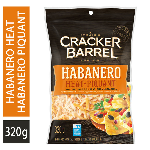 Specialty Cheeses Cracker Barrel Habanero Heat Shredded Cheese hero