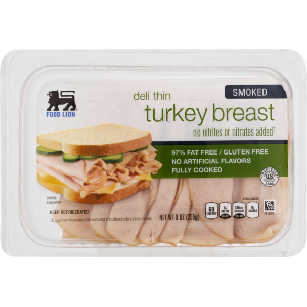 Packaged Lunch Meat Food Lion Smoked Turkey Breast hero