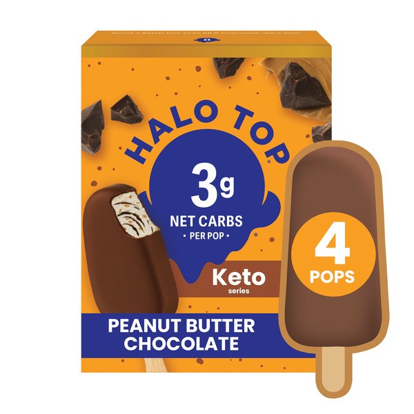 Ice Cream & Ice Halo Top Keto Peanut Butter Chocolate Frozen Dessert Pops hero