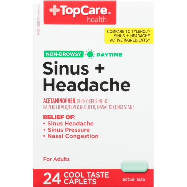 Cold, Flu & Allergy TopCare Sinus + Headache, Non-Drowsy, Daytime, Caplets hero