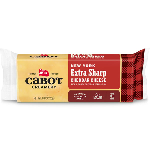 Packaged Cheese Cabot Bar New York Extra Sharp Yellow Cheddar Cheese hero