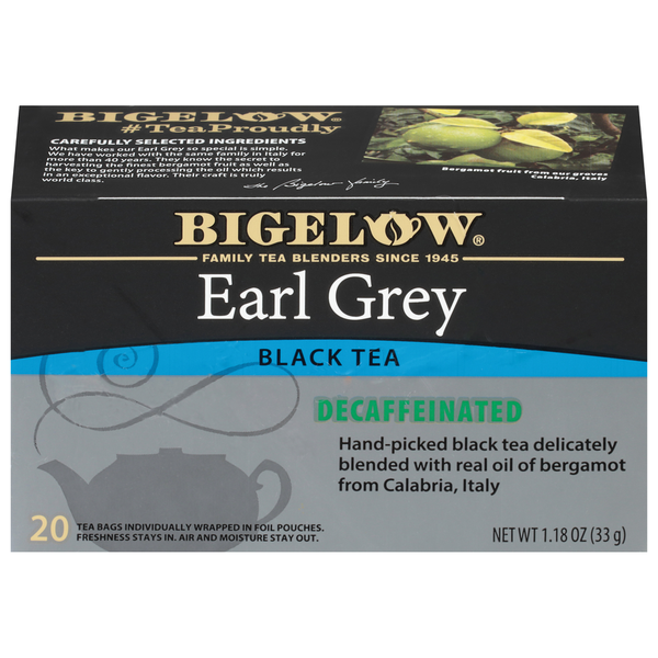 Tea Bigelow Black Tea, Earl Grey, Decaffeinated, Tea Bags hero