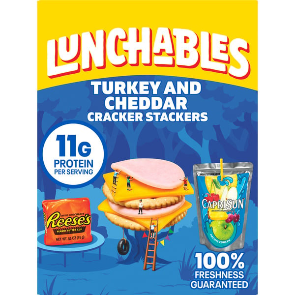 Prepared Meals Lunchables Turkey & Cheddar Cheese Cracker Stackers Kids Lunch Snack Meal Kit & Capri Sun hero